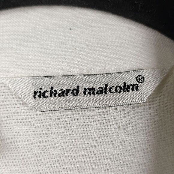 Richard Malcolm Irish Linen Long Sleeve Button Front Blouse Top Black Embroidery - Picture 2 of 14